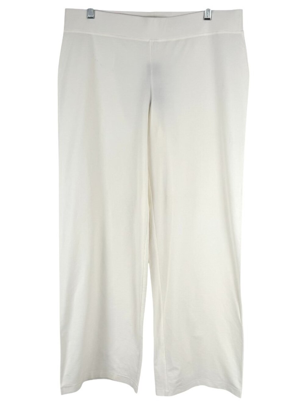 Eileen Fisher Pull On Wide Leg Pants Large White Solid Stretch NWT PT-2859